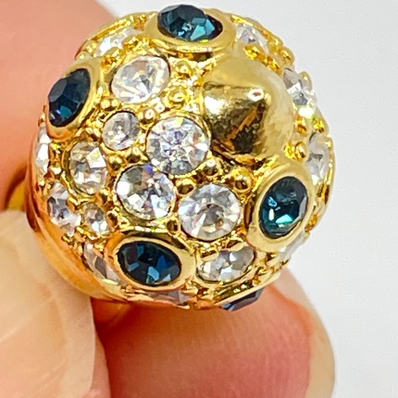 Nolan Miller Vintage Gold Tone Rhinestone Encrusted Disco Ball Necklace - Picture 6 of 9